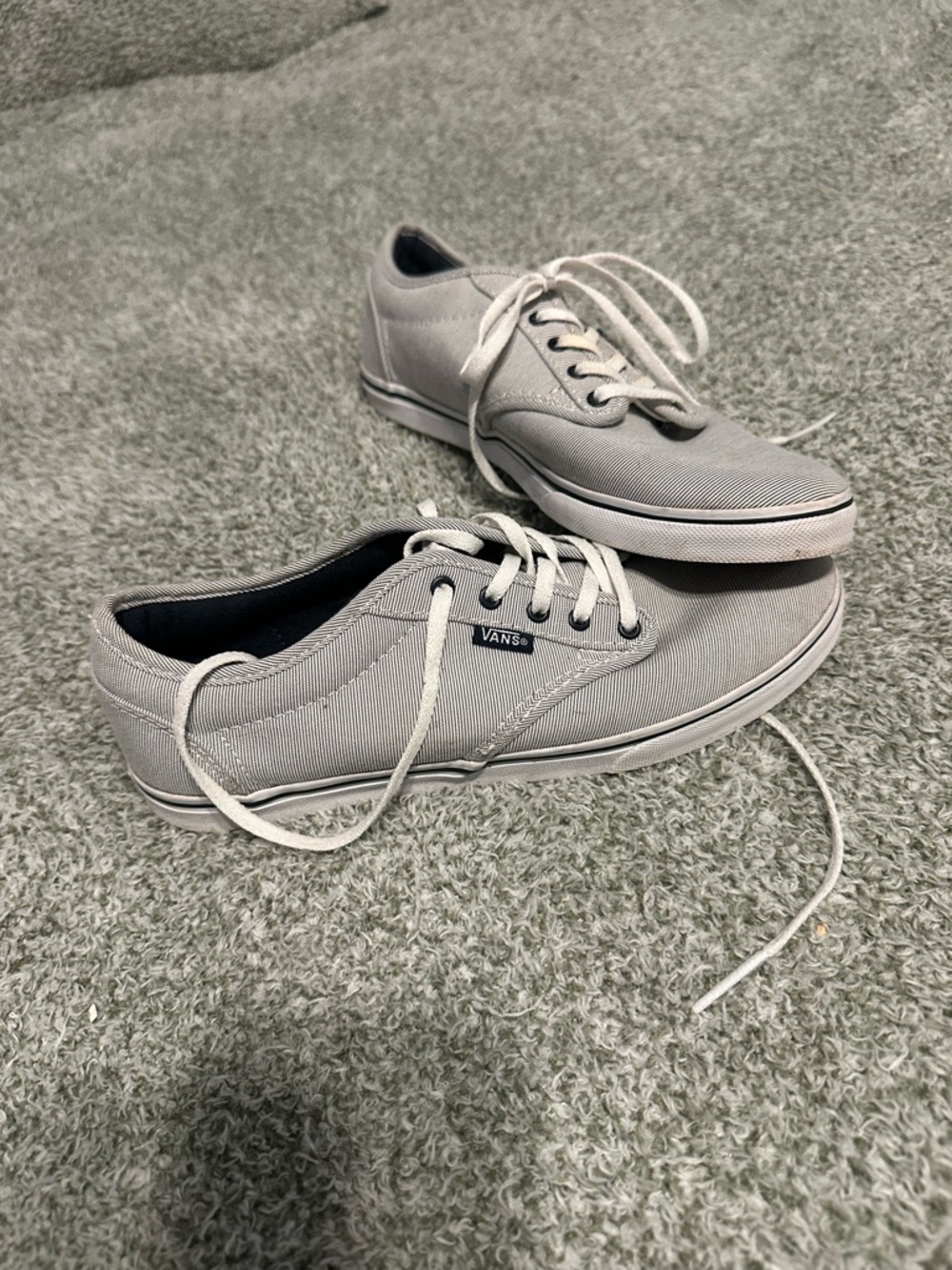 Vans Light Gray and White Canvas Low-Top Sneakers